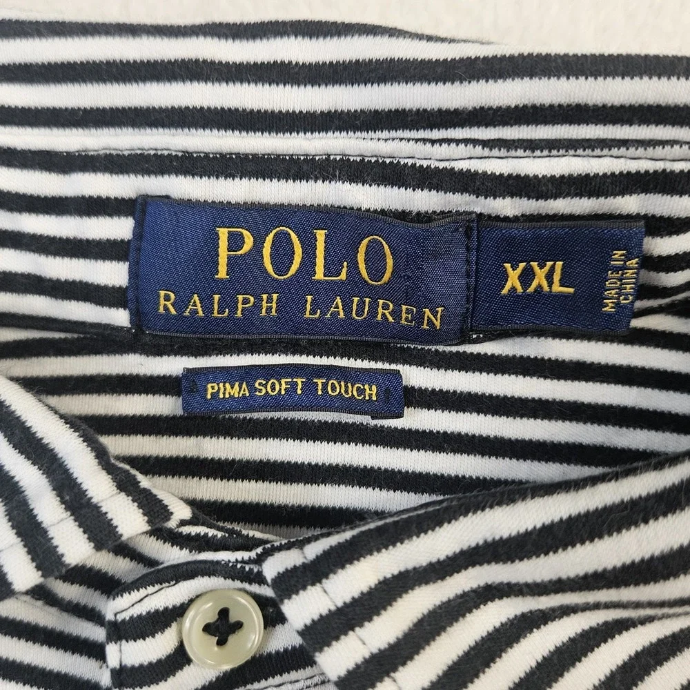 Polo Ralph Lauren Shirt Mens XXL Black‎ & White Classic Fit Golf Pony Polo